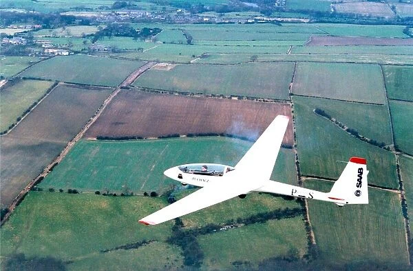 An aerial picture of a glider from the Northumbria Gliding Club in February 1995