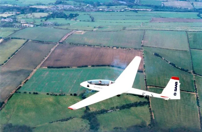 Framed Print : An aerial picture of a glider from the Northumbria Gliding Club in February 1995