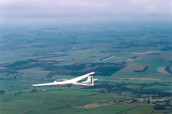 Framed Print : An aerial picture of a glider from the Northumbria Gliding Club in February 1995