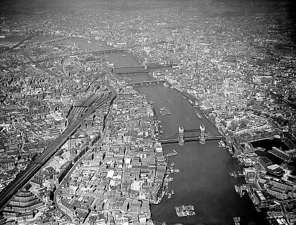 Aerial picture of London, showing The River Thames, Tower Bridge