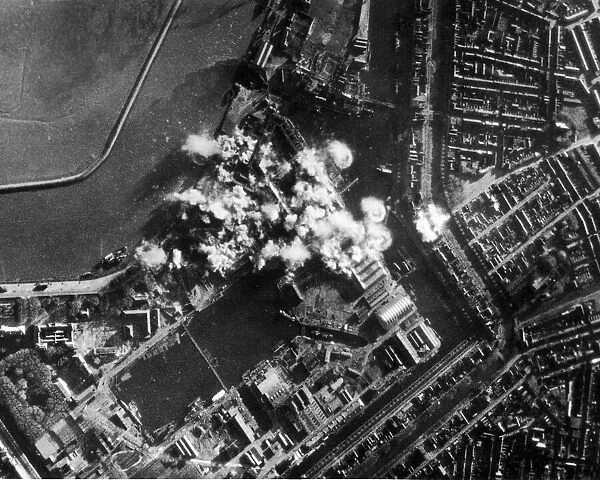 Aerial picture shows daylight attack on the docks at Den Helder, Holland on 23. 12