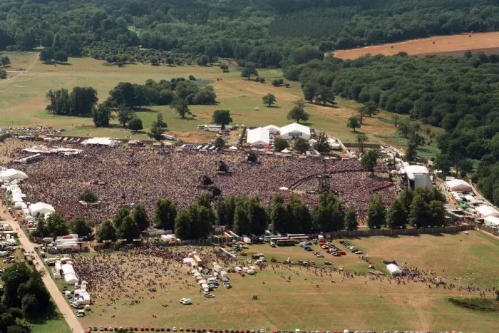 Framed Print : Aerial pictures from the Oasis concert held at Knebworth House. 10th August 1996 Framed Print : Aerial pictures from the Oasis concert held at Knebworth House. 10th August 1996