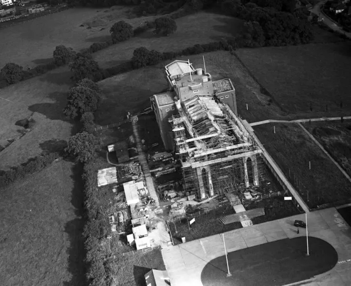 Framed Print : Aerial pictures taken during the construction of Guildford Cathedral. 23rd September 1958 Framed Print : Aerial pictures taken during the construction of Guildford Cathedral. 23rd September 1958