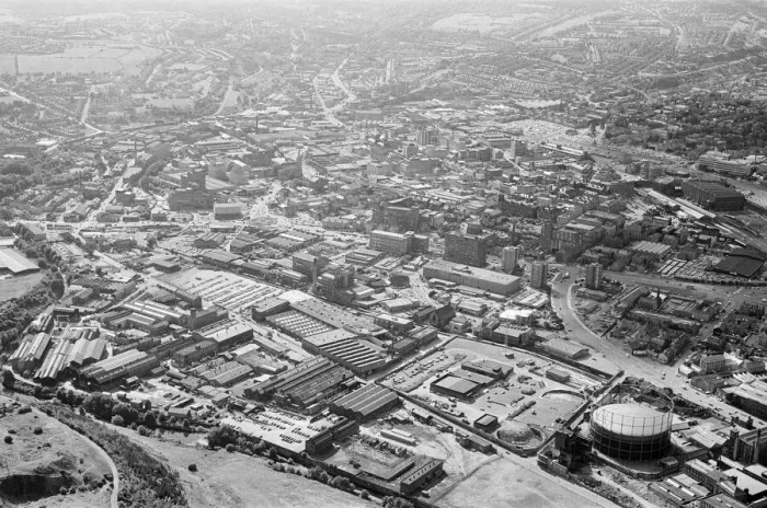 Framed Print : Aerial Pix, Huddersfield, West Yorkshire, England, 19th September 1986