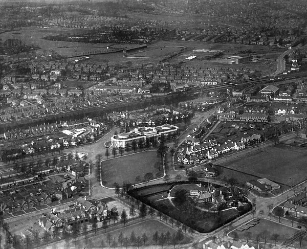 Aerial of Port Sunlight Village, Merseyside, 1st March 1956