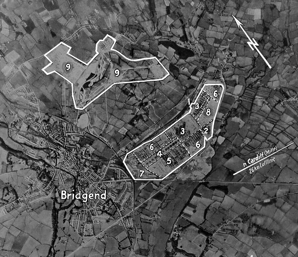 Aerial view of an area of South Wales, showing targets for the Nazi raiders. Circa 1941