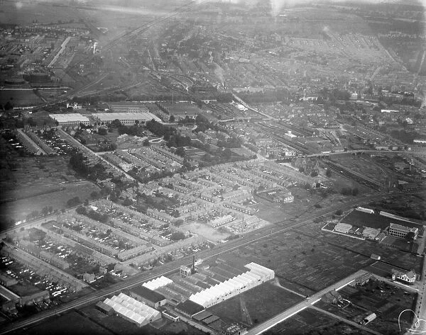 Aerial view of Bedford Town 1926. Local Caption These are rough scans