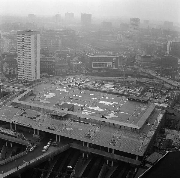 Aerial view of Birmingham city centre, showing New Street Station, West Midlands