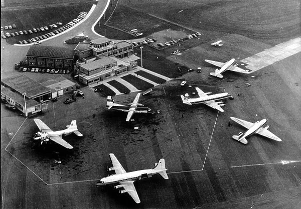 Aerial view of Bristol Airport in 1960s
