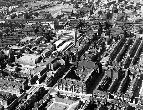 An aerial view of the centre of Middlesbrough, 30th March 1967