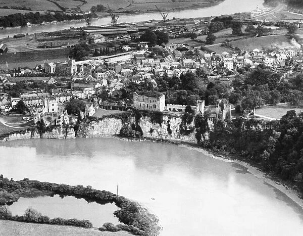 Aerial view of Chepstow Castle. Circa 1930