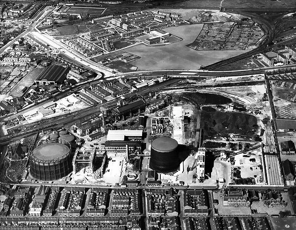 Aerial view of Garston Gas Works. Garston is a district of Liverpool, Merseyside