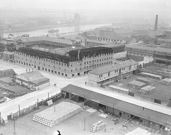 Aerial view of Great Yarmouth factory. Herring barrels. Circa 1926