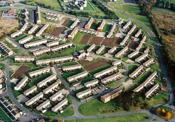 Aerial view of the Gurnos Estate, Merthyr Tydfil. 13th May 1988