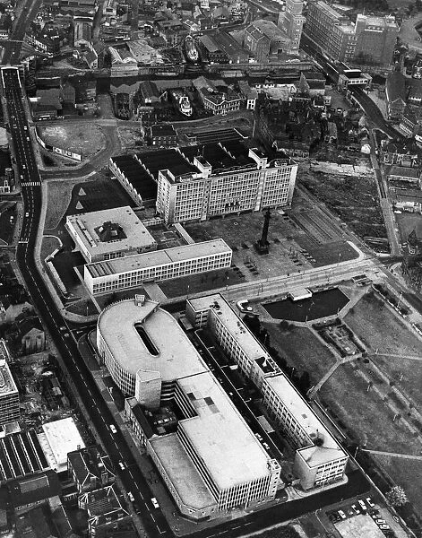 Aerial view of Hull College, The Wiberforce Monument and Hull Police Headquarters
