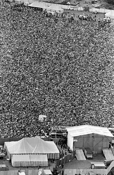Aerial View of The Isle of Wight Pop Festival 30th August 1969