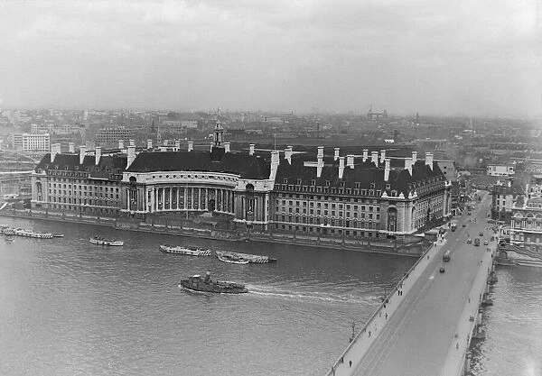 Aerial View of London 1950 County Hall