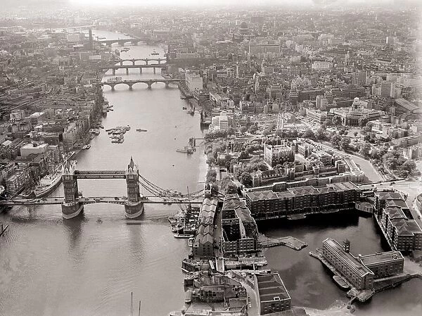 Aerial view of London August 1958 An aerial view of Tower Bridge
