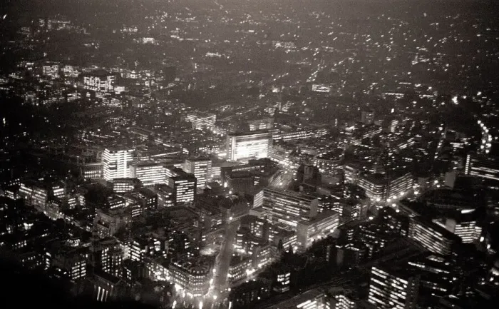 Framed Print : Aerial view of London November 1964 This picture from a helicopter flying at about