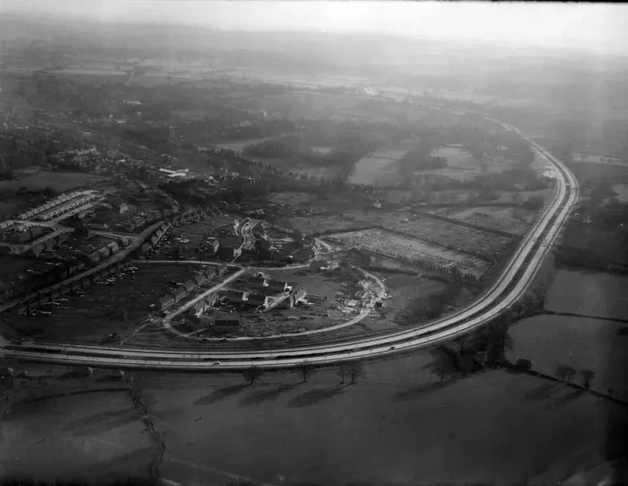 Framed Print : Aerial view of the new town Crawley Sussex. 16th January 1950 Princess Elizabeth