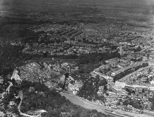 Aerial view of of Clifton Suspension Bridge. Local Caption These are rough scans