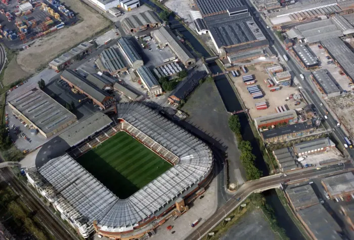 Framed Print : Aerial view of Old Trafford Stadium, home of Manchester United. 28th September 1989 Framed Print : Aerial view of Old Trafford Stadium, home of Manchester United. 28th September 1989