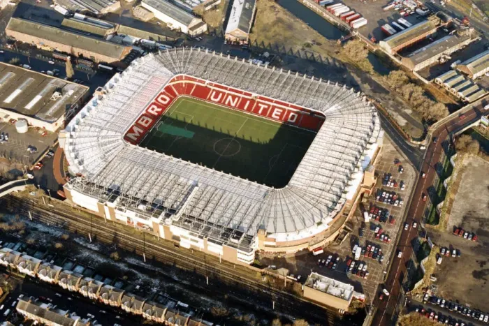 Framed Print : Aerial view of Old Trafford Stadium, home of Manchester United. 2nd March 1995