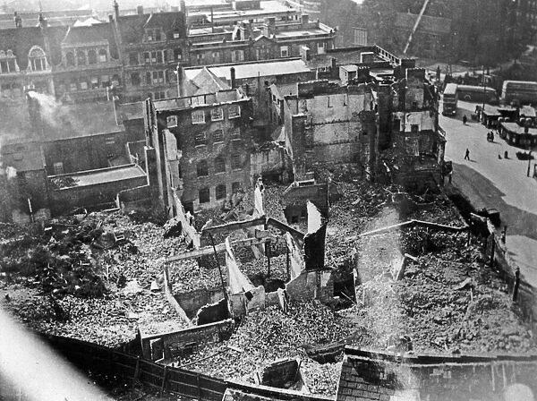 Aerial view showing bomb damage around the Bull Ring, Birmingham during the Second World