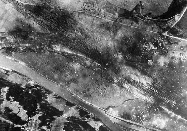 Aerial view showing damage caused to the Creil railway marshalling yards one o clock