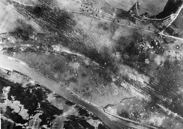 Aerial view showing damage caused to the Creil railway marshalling yards one o clock