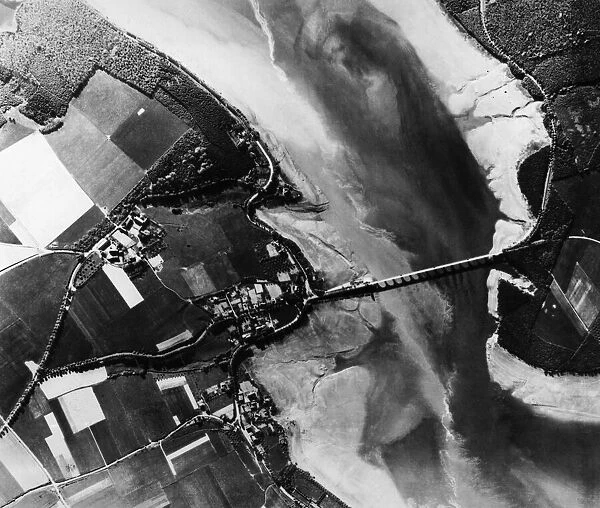 Aerial view showing the damage to the Mohne Dam in the Ruhr Valley