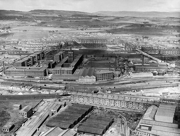 Aerial view showing the Singer Manufacturing Company sewing machine factory in Kilbowie