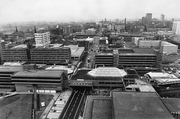 Aerial view showing the University Precinct seen from Oxford Road looking towards St