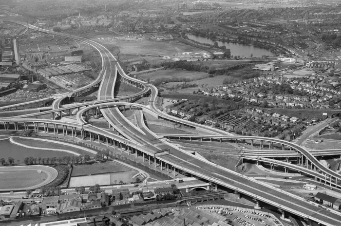 Framed Print : Aerial view of Spaghetti Junction. When it opens it will be the most complex highway Framed Print : Aerial view of Spaghetti Junction. When it opens it will be the most complex highway