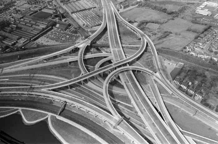 Framed Print : Aerial view of Spaghetti Junction. When it opens it will be the most complex highway Framed Print : Aerial view of Spaghetti Junction. When it opens it will be the most complex highway