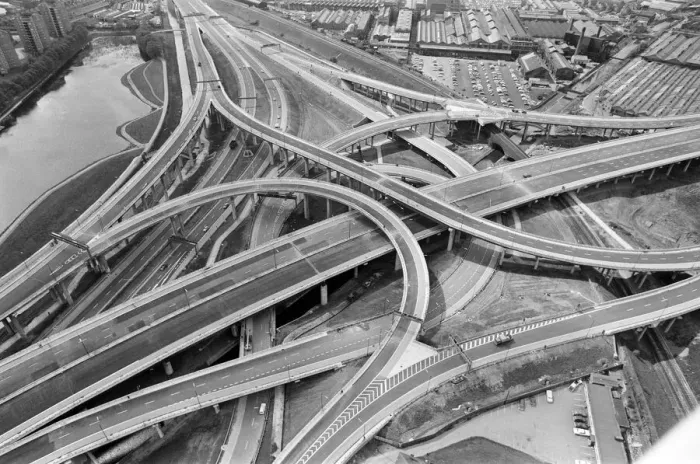 Framed Print : Aerial view of Spaghetti Junction. When it opens it will be the most complex highway Framed Print : Aerial view of Spaghetti Junction. When it opens it will be the most complex highway