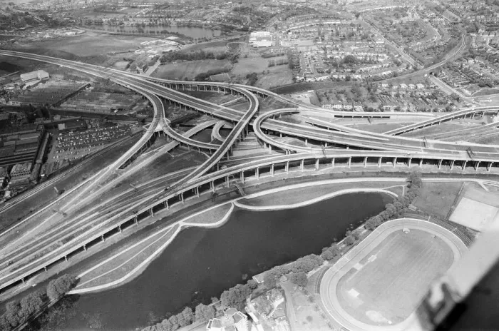 Framed Print : Aerial view of Spaghetti Junction. When it opens it will be the most complex highway Framed Print : Aerial view of Spaghetti Junction. When it opens it will be the most complex highway