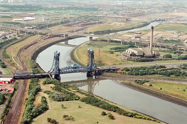 Aerial view of Teesside, Tees Newport Lift Bridge. 28th July 1995