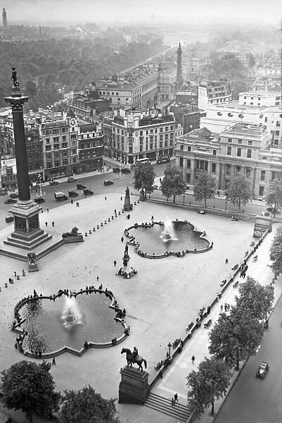 Aerial view of Trafalgar Square, London, taken from the St Martins in the Fields Church