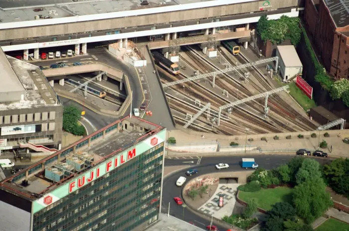 Framed Print : Aerial views of Birmingham city centre and New Street Station
