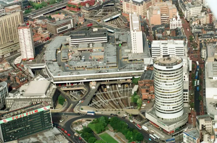 Framed Print : Aerial views of Birmingham city centre and New Street Station