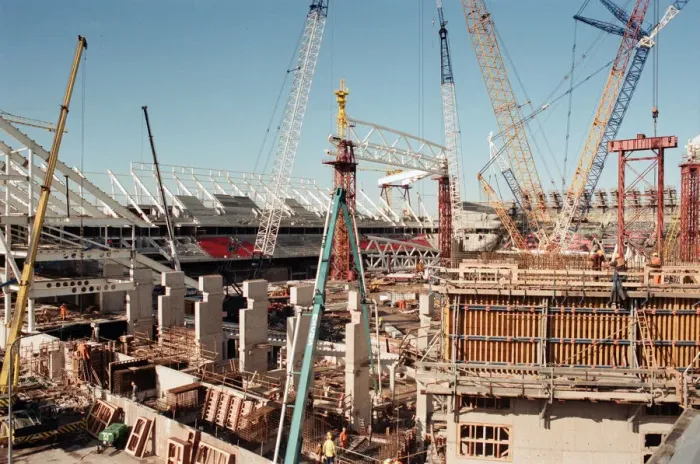 Framed Print : Aerial views of the Millennium Stadium under construction. 9th February 1999 Framed Print : Aerial views of the Millennium Stadium under construction. 9th February 1999