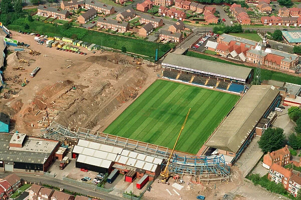 Aerial views of St Andrews Stadium, Birmingham, taken from the BRMB Flying Eye