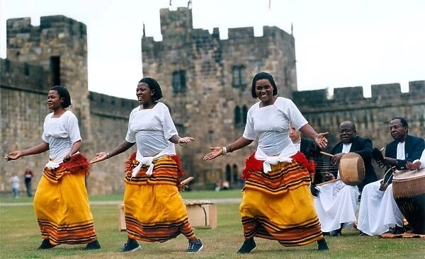Some African dancers performing at Alnwick Music Festival in August 1996