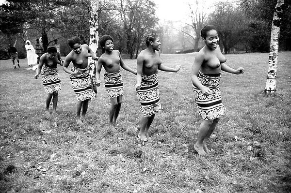 African Dancing: Ghanan Dancers. Girls performing their dance this morning