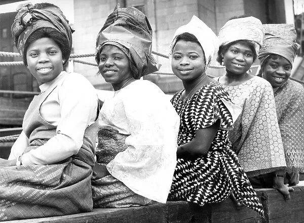 Some African women wearing their traditional dress in 1970