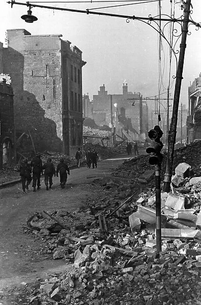 Aftermath of an air raid, Devonshire. Circa 1940