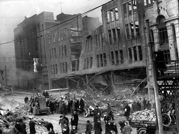 Aftermath of an attack by Nazi raiders in Sheffield. December 1941