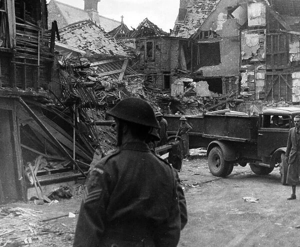 Aftermath of a Nazi raid in Dartmouth, Devon. 26th March 1943