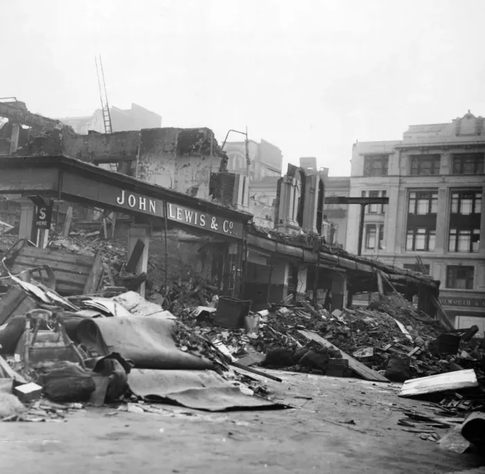 Framed Print : Aftermath of a Nazi raid on Oxford Street, London. December 1940 Framed Print : Aftermath of a Nazi raid on Oxford Street, London. December 1940